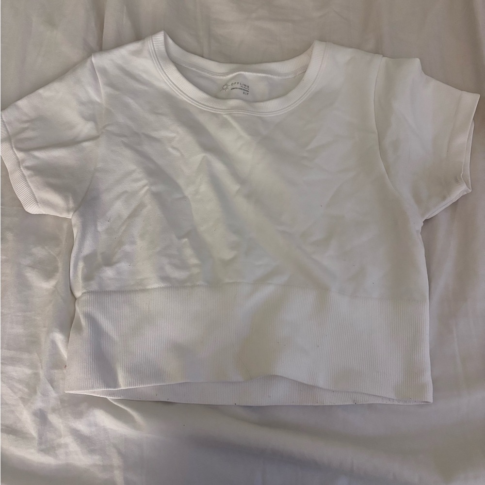 aerie offline white small shirt seamless cropped